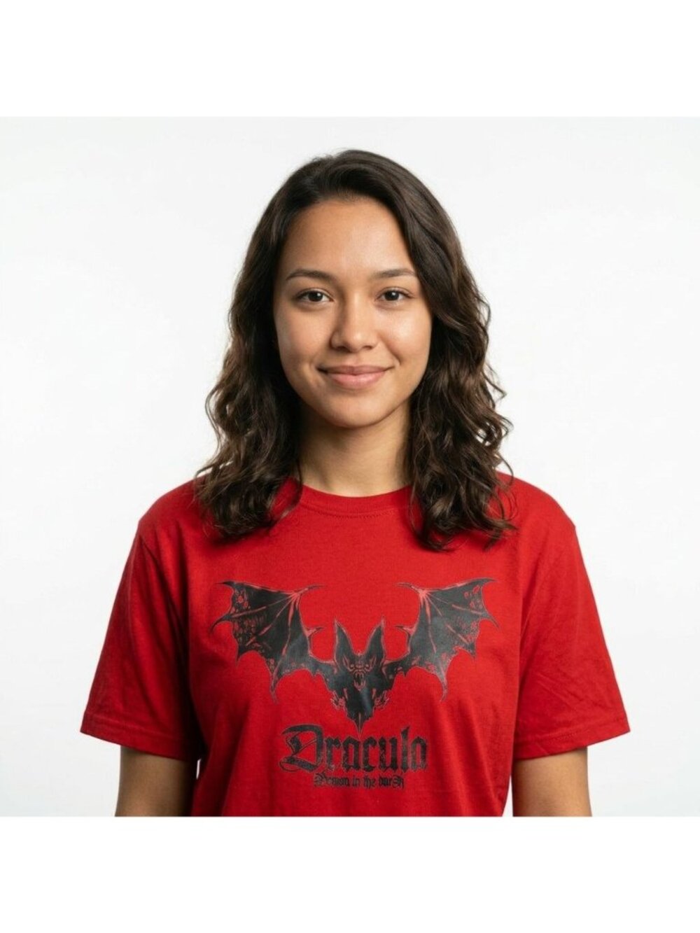 Dracula Graphic Red T-Shirt By Romwe Large Cotton Casual Fit